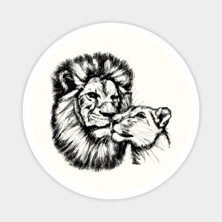 Lion and Lioness Love Magnet